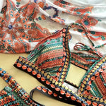 Women Bathing Suit 3 Piece Swimsuit Kimono Cross Wrap High Waist Bikini Beach Cover Up Swimwear Africa Print Bathing Suit Beach