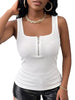 Women Half-Zip Tank Top Solid Ribbed Sleeveless Camisole Slim Fit Basic Casual Summer Vest Top
