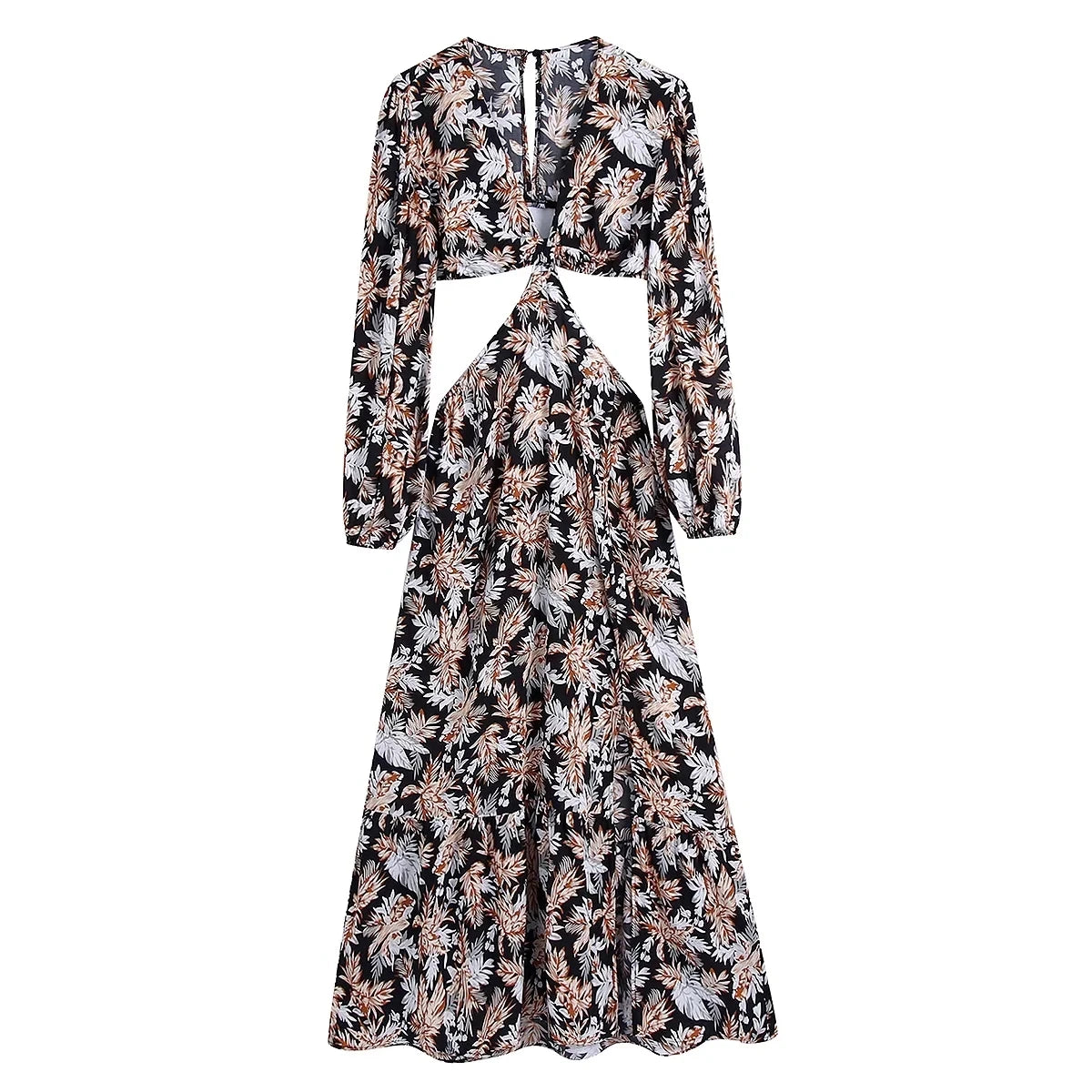 Waist Cut Out Backless Sexy Summer Maxi Dress Elegant Deep V Neck Holiday Long Dress Red Black Boho Floral Dress Women 2025