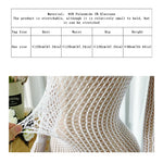 Women Sheer Mesh Long Sleeve Beach Cover Up, Sexy See-Through Fishnet Dress, Solid BodyconFor Summer Beach Party