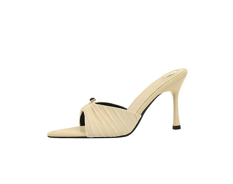 BIGTREE Summer Woman Slippers Fashion Open Toe Thin High Heels Shoes Street Style Stripper Party Slides Zapatos De Mujer