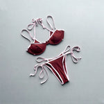 Halter Splicing Bikini Female Swimsuit Women Swimwear Two-pieces Bikini Set Underwired Strappy Bather Bathing Suit Swim V8173