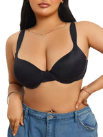 Wide Straps Women's B C D Bra Large Gather Push Up Bra Comfort Thin Cup Underwire Support Lingerie Bra