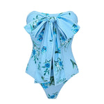 Bandeau 2 Pieces Bikini Sexy Women Swimsuit Swimwear Female Dress Cover Up Printed Biquini Beachwear Bathingsuit Swimming Suits