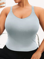 Women's Plus Size Wireless Seamless Bra Tank Top with Removable Pads Wide Straps Ribbed Breathable Thermal Warm Vest for Sports
