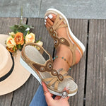 Women Vintage Sandals Casual Platform Shoes for Women Summer Thick Soled Wedge High Heel Open Toe Fashion Outside Wear Sandals