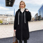 Zip Up Hoodies for Women Oversized Fleece Long Tunic Hooded Sweatshirt Autumn Winter Casual Drawstring Coat with Pockets