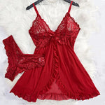 Summer Plus Size Thong Set 2-Piece Women's Underwear With Nightgown And Panties XXL Soft Ultra-Thin Sexy Lingerie Night Pants