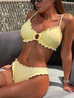 Summer Ruffles High Waist Bikini Set 2026 Women Hollow Out Circle Push Up Bra Two Piece Swimsuit Beach Bathing Suit Swimwear