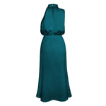 Foridol One Shoulder Turtleneck Tank Satin Women Party Dress Robe Zip Sleeveless Elegant Vintage Folds Women Clothing 2025
