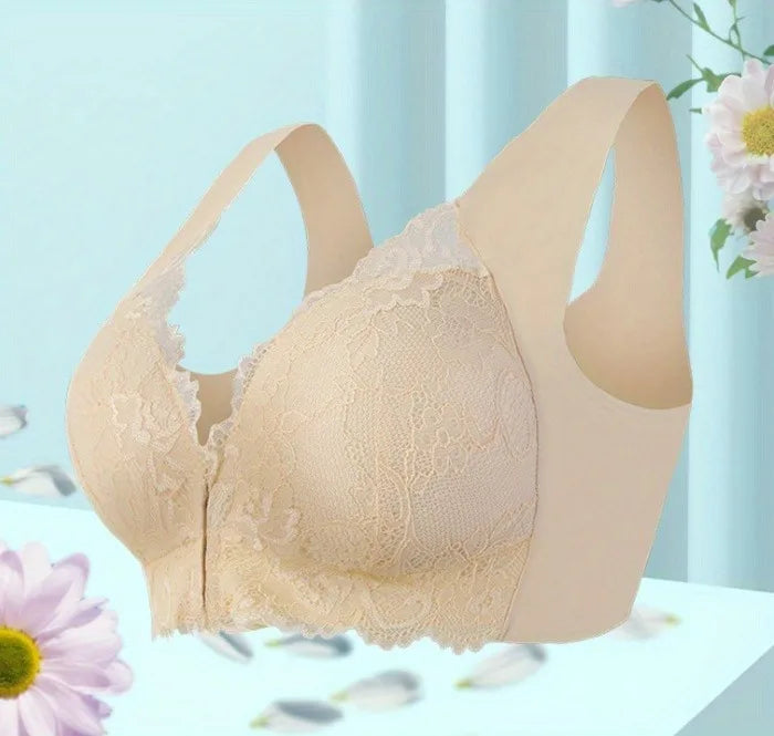5 Pack Sexy Deep V Wireless Push-Up Lace Bras Front Closure Everyday Lingerie with Non-Removable Padding T-shirt Bras
