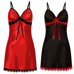 Sexy Nightgown Women's Lace Trim Sleepwear Ribbon Tie Chemise Lingerie Adjustable Strap Nightdress Silky & Comfortable New