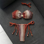 Printed Halter Bandeau Bikini Female Swimsuit Women Swimwear Two-Pieces Bikini Set High Leg Cut Bather Bathing Suit Swim V8338