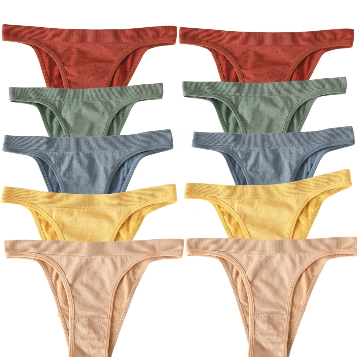 10Pcs/Set Women Seamless Panties Ribbed Underwear Sexy Lingerie High Leg Cut Female Sports Underpants Femme Thongs