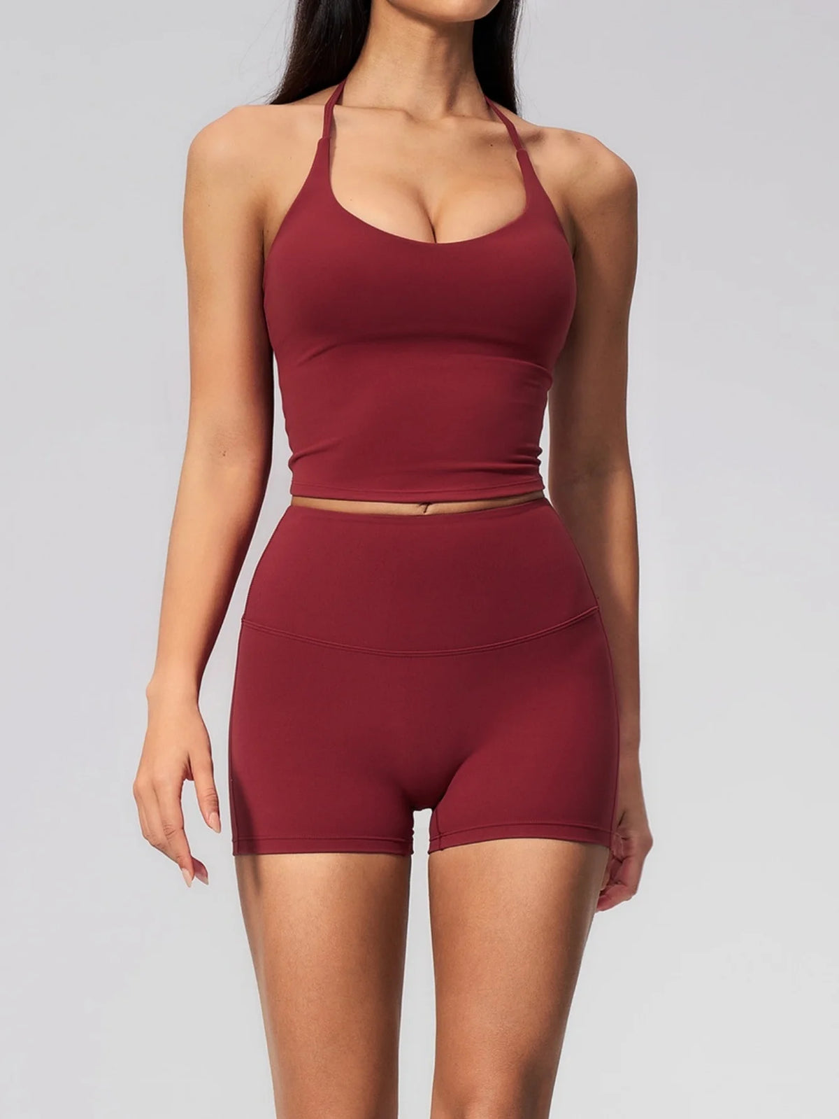 Quick Drying 2 Pcs Yoga Sets Women V Neck Slimming Sports Tank Top High Waist Shorts Fitness Suit Outwear Gym Running Tracksuits