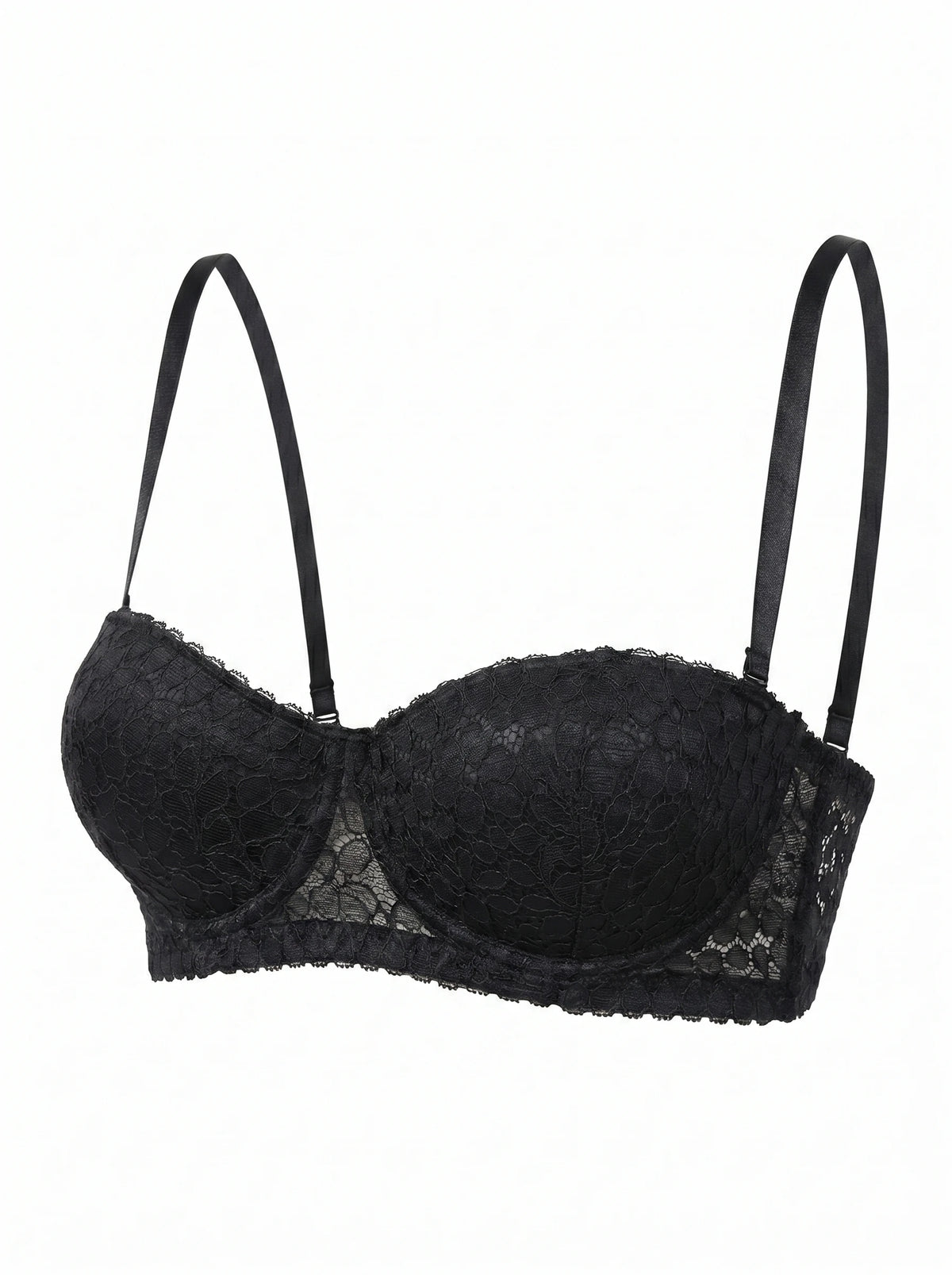 Women Black Lace Bra Half Cup Sexy Floral Embroidery Eyelash Trim Sensual Underwear Push Up Balconette Lingerie A3115