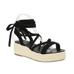 2024 Big Size 43 Women's Comfy Walking Wedge Espadrilles Sandals Summer Leisure Round Toe Platform Ankle Strap Shoes
