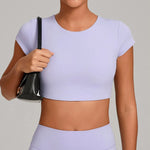 Sports Muscle Back Tee Without Padded Women Backless Sports Shirts Workout Gym Training Yoga T-Shirt Outdoor Open Back Tops