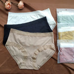 3Pcs/Set Low Rise Briefs Women Ice Silk Panties Breathable Seamless Underwear Solid Color Female Underpants Sexy Lingerie M-XL