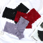 Women's Briefs Sexy Lace Mesh Panties Perspective Underwear Low Waist Solid Color Briefs Breathable Intimates Female Lingerie