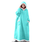 New 120/150cm Winter Thick Blanket Extra Plush Hoodie Lengthened Large Pocket Imitation Cashmere Home Coat Fleece TV Blanket 1pc