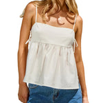 Summer Loose Women's Camisoles Stylish Solid Color Side Strap Spaghetti Straps Crop Tank Tops