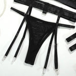 Toucheart Sexy Mesh Patchwork Halter Bra Set For Women Solid Color Hot Girl Girdle Garter Belt Micro See-through Underwear Set
