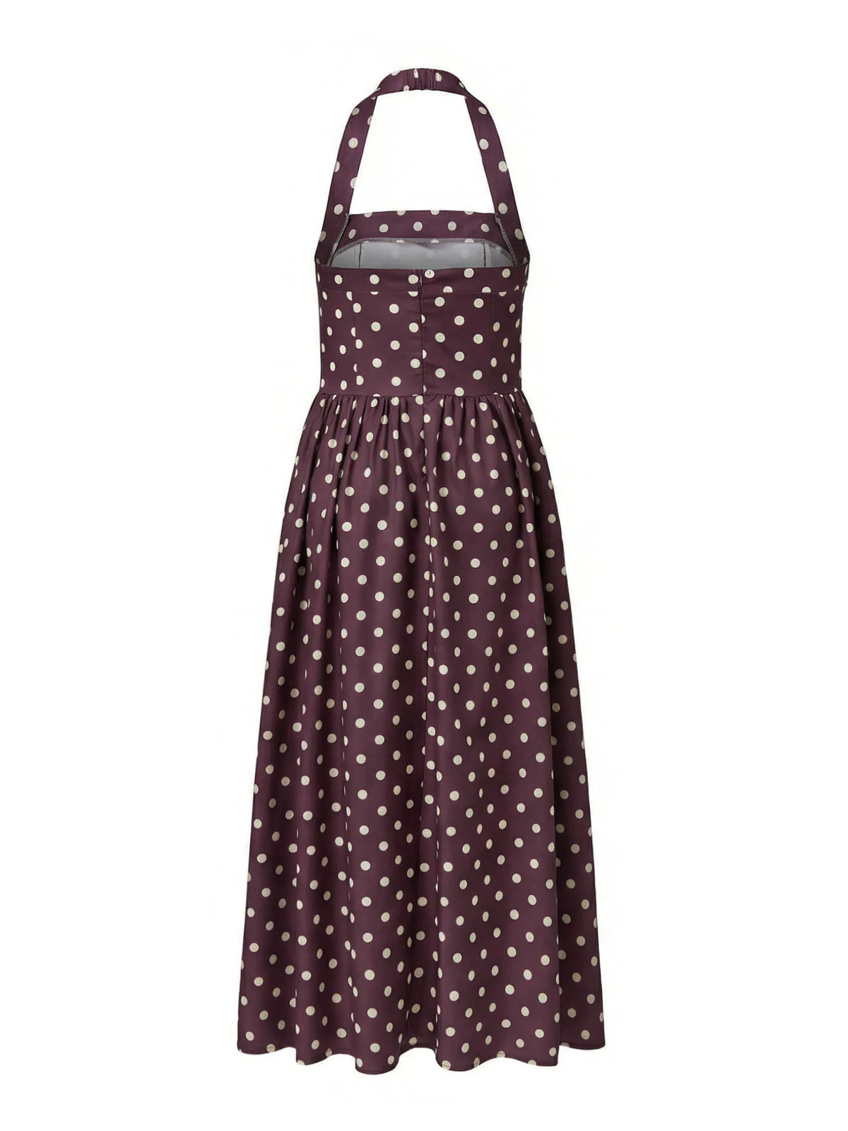 Women's Summer Halter Neck Long Dress Dot Print Sleeveless Backless A Line Dresses for Beach Party