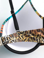 Peacock Leopard Printed Underwired Bra Cup Bikini Women Swimwear Female Swimsuit Two-pieces Bikini Set Push Up Bathing Suit Swim