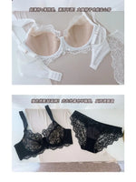 French Lace Bra Set Women Sexy Deep V Push Up Big Bust Minimizer Anti Sagging Support Wireless Comfort Summer Ultra Thin Cotton
