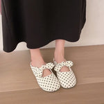 Spring/Summer Women Soft Sole Flats Sandals polka dot Round Toe Elegant Butterfly-knot Shoes