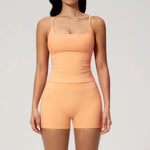 2 Piece Shaved Yoga Sets Women Hip Lifting Shorts Fitness Suit Outdoor Leisure Running Slimming Sports Vest Workout Tracksuit