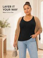 Women's Plus Size Wireless Seamless Bra Tank Top with Removable Pads Wide Straps Ribbed Breathable Thermal Warm Vest for Sports