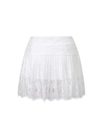 Women Solid Color Patchwork Lace Mini Skirt High Rise A-line Short Pleated Skirts Casual Summer Streetwear