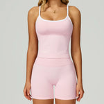 2 Pieces Women's Seamless Yoga Set Fitness Running Sports Set Slim Fit High Waist Beautiful Back Tracksuit