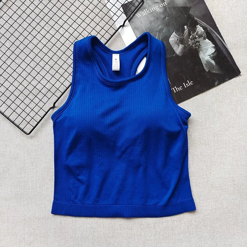 Sports Short Vest Sleeveless, Breathable, Sweat-Absorbent, Wearing Running and Fitness Training Yoga Clothes.