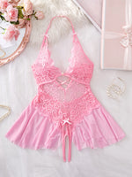 Womens Lace Bodysuit Halter Soft Comfortable Underwear