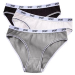 3Pcs/Set Women Low Waist Briefs Letter Waistband Casual Sport Style Panties Rib Knit Cotton Stretch Underwear Ladies Underpants