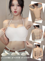 MOYISU Low Back Bra Small Chest -Thickened Pads Convertible Straps Seamless Enhancer for Dresses Elegant Exposed Shoulder Design