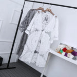 DEKA New Beach Cover-up Swimsuit Lace Hollow Crochet Beach Bikini Cover Up 3/4 Sleeve Women Top Swimwear Beach Dress Tunic Shirt