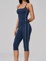 Women's 2 Piece Yoga Set Summer Brushed Color-Block Slim Sports Tank Top High Waist Pants Gym Running Fitness Suits Tracksuit