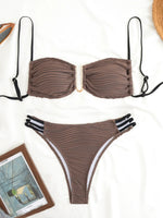DEKA U Neck Wrinkled Crinkled Bikini Women Swimwear Female Swimsuit Two-pieces Bikini set High Cut Bather Bathing Suit Swim