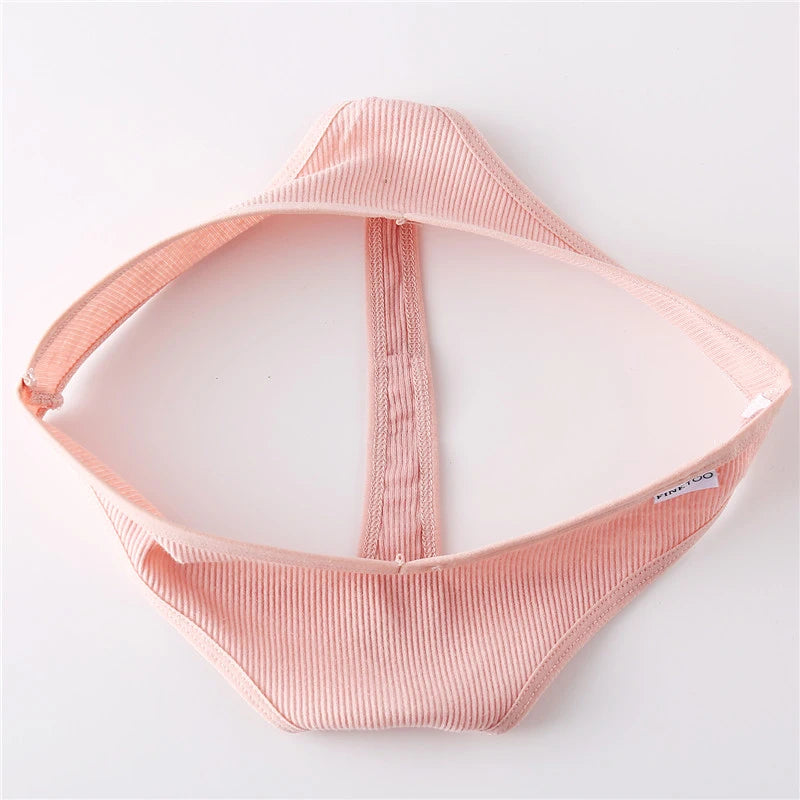4Pcs/set Cotton Thongs Women Low-Rise Bikini Underwear M-XL Comfortable G-string Female Fruit Embroidery T-Back Panties Lingerie