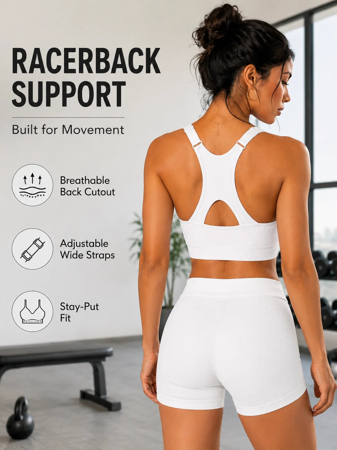 Women's Wireless Sports Bra Yoga Bra Simple Solid Color X-Back Design Wide Adjustable Straps Removable Pads Comfort