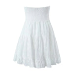 Foridol Button Bowknot Off Shoulder White Lace Mini Dress Summer Beach Embriodery Short Party Holiday Vestidos Smocked 2025