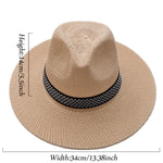 Men's Straw Woven Top Hat Wide Brim Sun Cap Summer Casual Outdoor Holiday