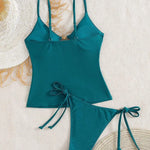 2026Women's Beachwear Summer Music Festival Thin Strap Metal Beachwear Knitted Top Five-Quarter Pants Elastic Waist Design