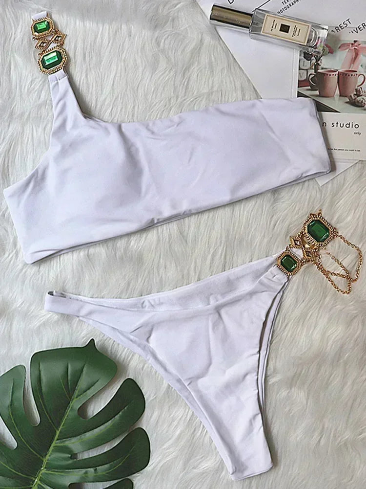 Halter Crystal Rhinestone Diamond Bikini 2026 Female Swimsuit Women Swimwear Two Pieces Bikini set Brazilian Bathing Suit Swim