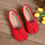 Women Tabi Split Toe Foldable Ballet Flats Suede Like Slip‑On Soft Flexible Flat Shoes Retro Casual Daily Walking Shoes