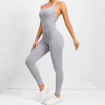 Seamless High-Waisted Peach Hip Yoga Jumpsuit for Women - Fast Drying Sweat-Wicking Tight Running Sports Jogging Gym Activewear